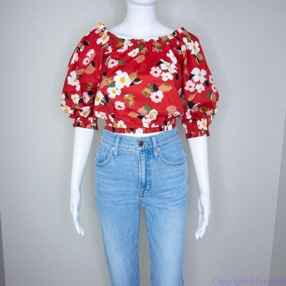 NWT kate spade Botanical garden aperitif top, Red and White - Picture 4 of 15